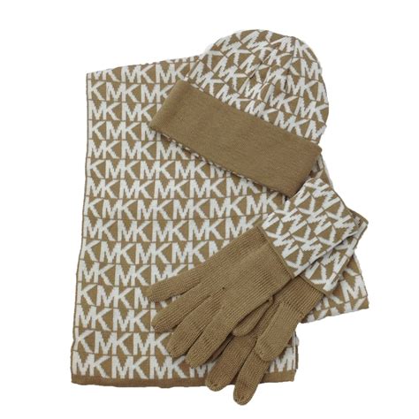 Michael Kors MK Repeat Logo Knit Scarf Hat & Gloves 3pc Set in 